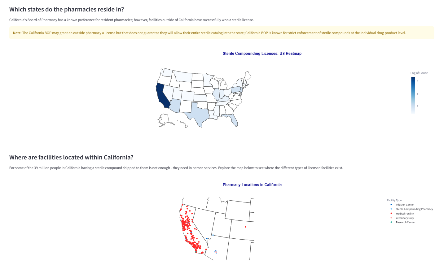 Geographic distribution of licensed facilities