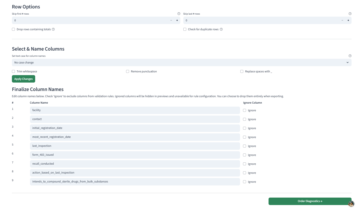 Step 1: Declare columns