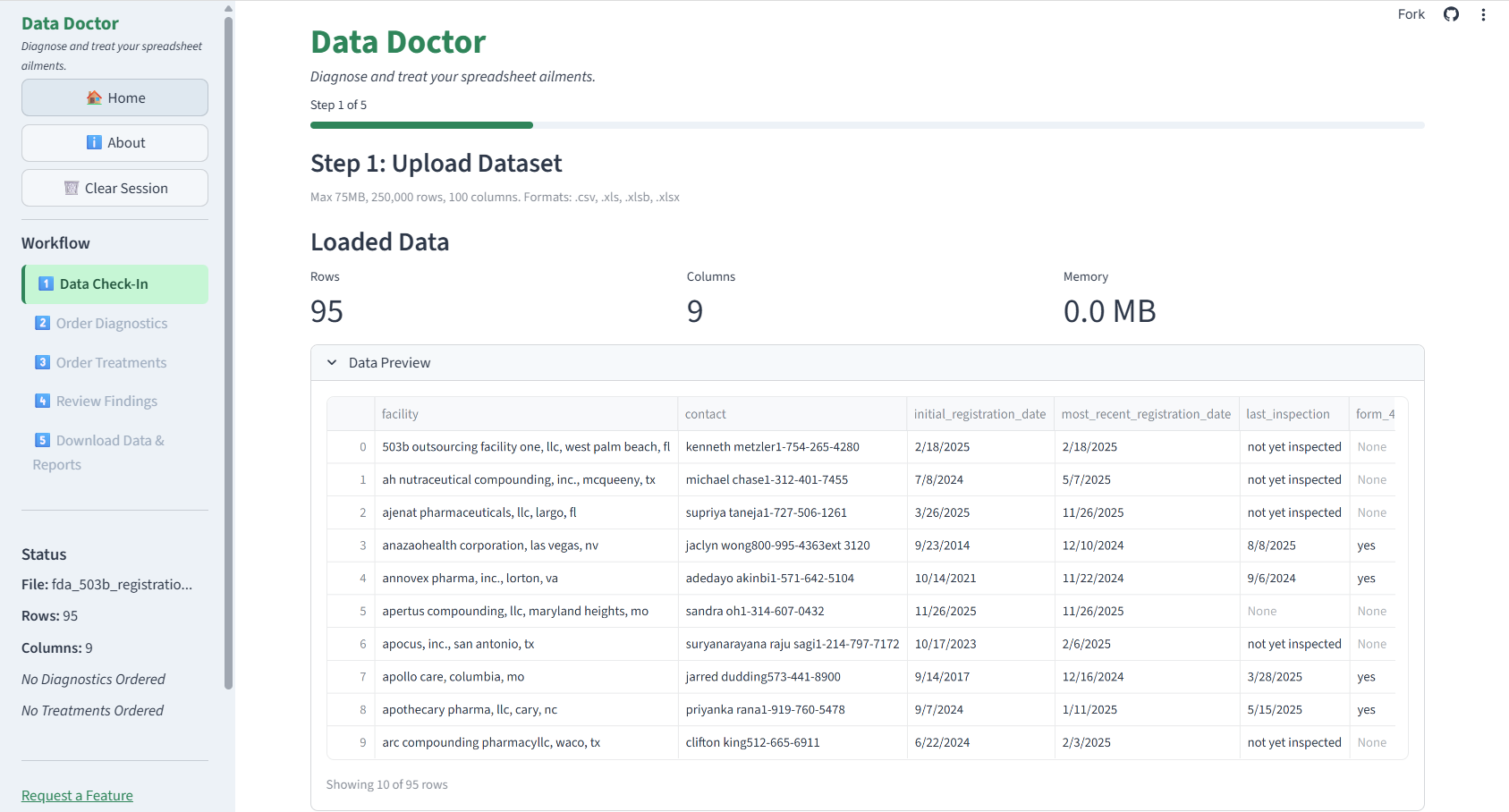 Step 1: Upload dataset