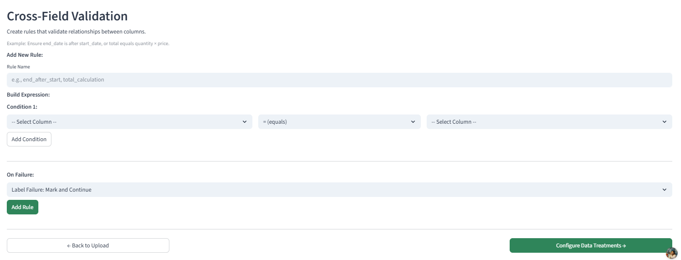 Step 2: Cross-field validation rules