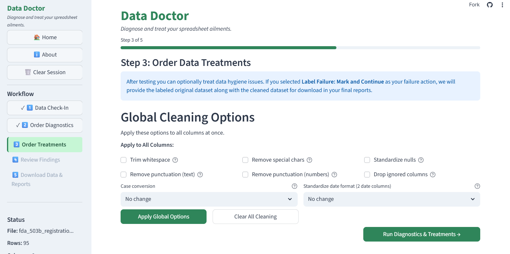 Step 3: Configure column cleaning