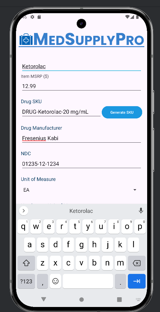 Add drug to catalog form
